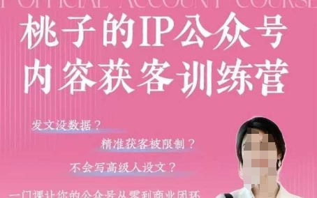 桃子IP公众号内容获客训练营(第3期)，一门让你公众号从0到商业闭环的课程-小浪学习网