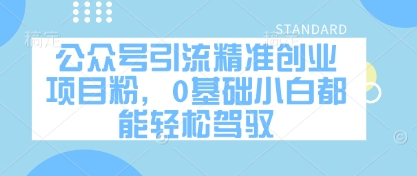 公众号引流精准创业项目粉，0基础小白都能轻松驾驭-小浪学习网