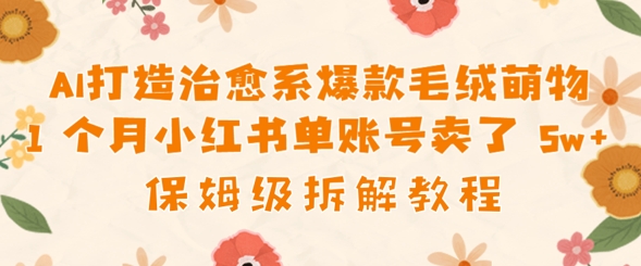AI打造治愈系爆款毛绒萌物1个月卖了几w，保姆级项目拆解-小浪学习网