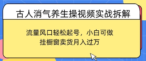 古人消气养生操视频实战拆解，流量风口轻松起号，小白可做，挂橱窗卖货月入过W-小浪学习网