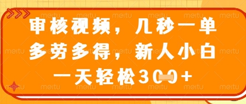 视频审核员，几秒一单，不限时间，不限地点，多做多得，新人小白一天轻松几张+【揭秘】-小浪学习网
