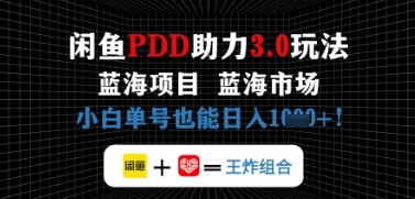 闲鱼拼多多助力，蓝海项目新手单号也能日入几张-小浪学习网