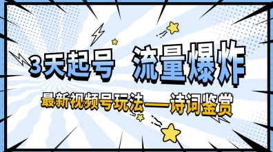 一天收入几张，视频号最新赛道—诗词鉴赏，3天必起，流量爆炸，新人也能轻松上手-小浪学习网