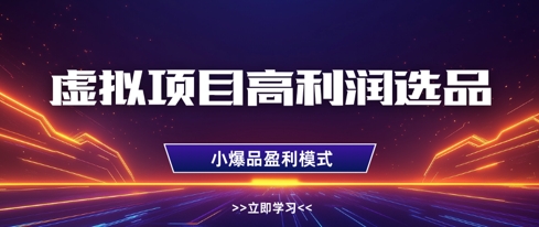 虚拟项目高利润选品方法，做好单店利润1W+，可多店倍增利润-小浪学习网