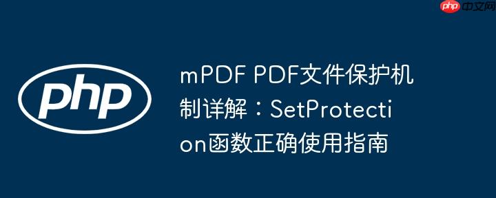 mPDF PDF文件保护机制详解：SetProtection函数正确使用指南-小浪学习网