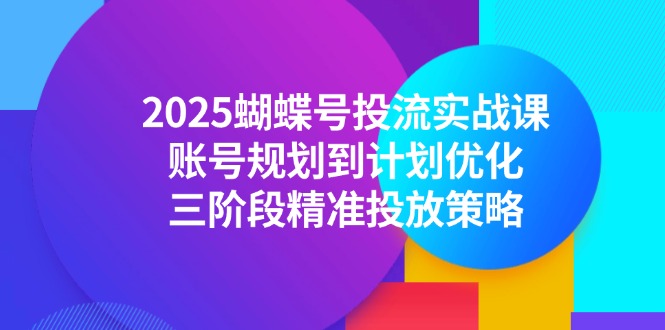 2025蝴蝶号投流实战课，账号规划到计划优化，三阶段精准投放策略-小浪学习网